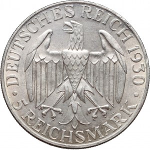 Germany, Weimar Republic, 5 Mark 1930 F, Stuttgart, Zeppelin