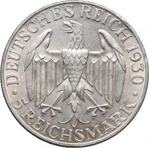Německo, Výmarská republika, 5 značek 1930 F, Stuttgart, Zeppelin