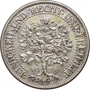 Germany, Weimar Republic, 5 Mark 1928 E, Muldenhütten, Oak, Rare