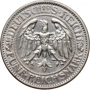 Germany, Weimar Republic, 5 Mark 1928 E, Muldenhütten, Oak, Rare