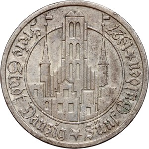 Wolne Miasto Gdańsk, 5 guldenów 1927, Utrecht, Kościół Marii Panny