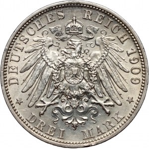 Germany, Prussia, Wilhelm II, 3 Mark 1909 A, Berlin