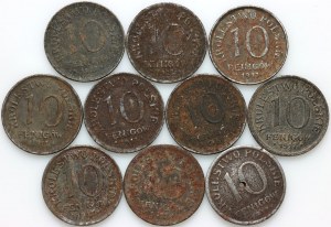 Polské království, sada mincí 10 feniků, 1917, (10 kusů)