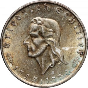 Germany, Third Reich, 2 Mark 1934 F, Stuttgart, Friedrich Schiller