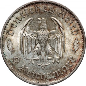 Germany, Third Reich, 2 Mark 1934 F, Stuttgart, Friedrich Schiller