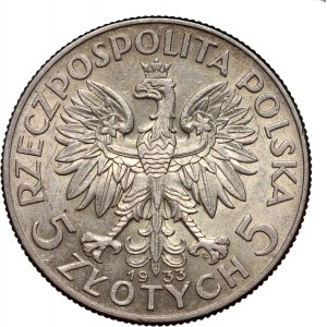 II RP, 5 złotych 1933, Warszawa, Głowa Kobiety