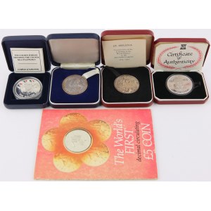 World, Elizabeth II, set of silver coins from 1973-2002, (5 pieces)