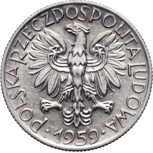 PRL, 5 złotych 1959, Rybak, słoneczko