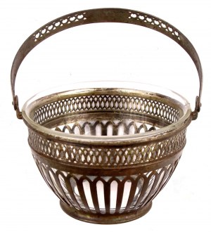 Silver sugar bowl in the form of a basket