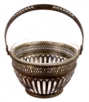 Silver sugar bowl in the form of a basket