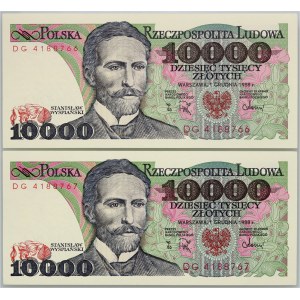 PRL, zestaw 2 x 10000 złotych 1.12.1988, seria DG