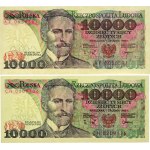PRL, zestaw 2 x 10000 złotych 1.12.1988, serie AF, CN