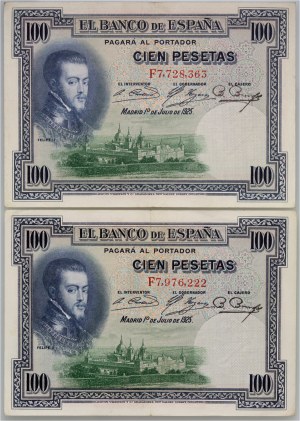 Španělsko, sada 2 x 100 peset, 1.07.1925 (1936)