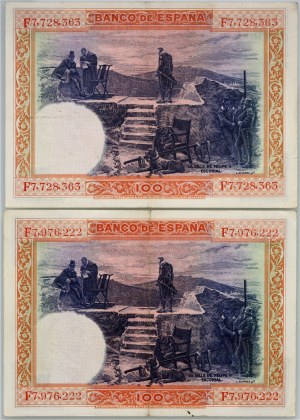 Španělsko, sada 2 x 100 peset, 1.07.1925 (1936)