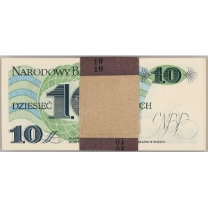 PRL, 10 złotych 1.6.1982, seria B, niepełna paczka bankowa, kolejne numery (94 sztuki)