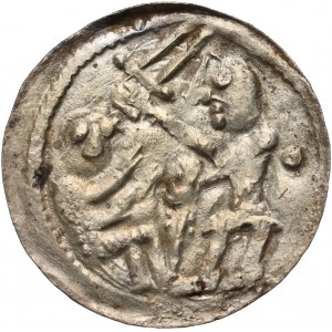 Władysław II Wygnaniec 1138-1146, denar, orzeł i zając, kropka za rycerzem