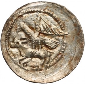 Władysław II Wygnaniec 1138-1146, denar, orzeł i zając, kropka za rycerzem