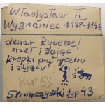 Władysław II Wygnaniec 1138-1146, denar, orzeł i zając, kreski zamiast perełek, kropki przy rycerzu, zającu