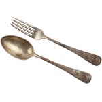 Spoon and fork set with Jastrzebiec coat of arms, silver