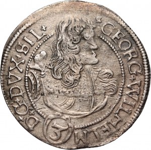 Slezsko, Brzesko-Legnicko-Wołowskie knížectví, Jerzy Wilhelm, 3 krajcary 1674 CB, Brzeg