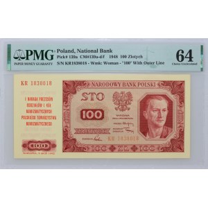 PRL, 100 złotych 1.07.1948, seria KR