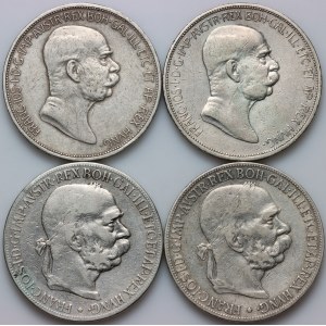 Austria, set of 5 Corona from 1900-1909, (5 pieces)