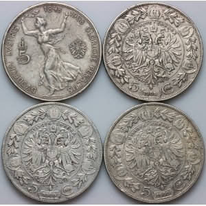 Austria, set of 5 Corona from 1900-1909, (5 pieces)