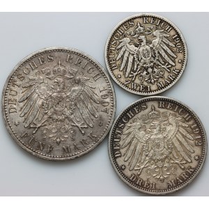 Germany, Prussia, Wilhelm II, set of coins from 1902-1912, (3 pieces)