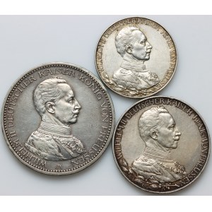 Germany, Prussia, Wilhelm II, set of coins from 1913, (3 pieces)