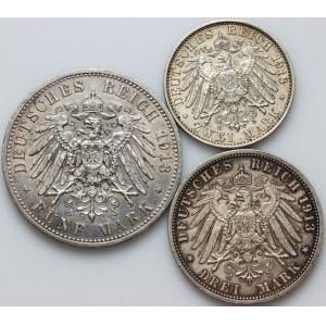 Germany, Prussia, Wilhelm II, set of coins from 1913, (3 pieces)