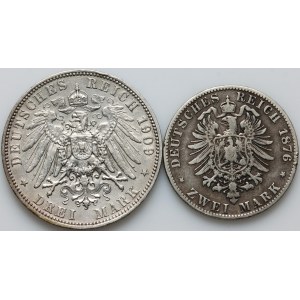 Germany, Saxony, set of coins from 1876-1909, (2 pieces)