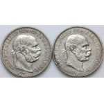 Hungary, Franz Joseph I, 5 Korona coin set from 1907, (2 pieces)