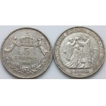 Hungary, Franz Joseph I, 5 Korona coin set from 1907, (2 pieces)