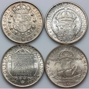 Sweden, set of coins from 1907-1938, (4 pieces)