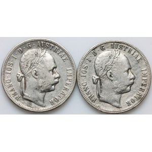 Austria, Franz Joseph I, set of 1 Florin coins from 1879-1886, (2 pieces)