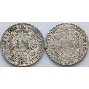 Austria, Franz Joseph I, set of 1 Florin coins from 1879-1886, (2 pieces)