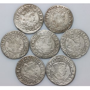 Zygmunt I Stary, zestaw groszy z lat 1529-1535, Toruń, (7 sztuk)