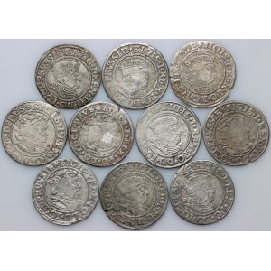 Zygmunt I Stary, zestaw groszy z lat 1529-1535, Toruń, (10 sztuk)