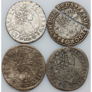 Austria / Czech Republic, set of coins from 1624-1711, (4 pieces)