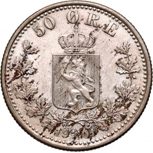 Norway, Oscar II, 50 Ore 1901