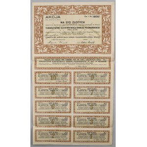 Akcja na 100 złotych Towarzystwa Elektryfikacji Okręgu Poznańskiego 1939