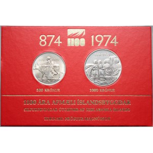 Island, lot of 2 coins from 1974