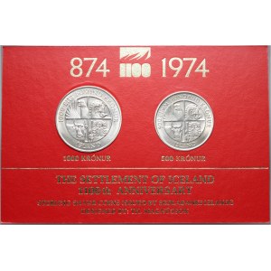 Island, lot of 2 coins from 1974