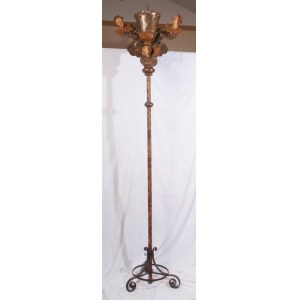 Candlestick on polychrome wooden rod