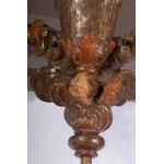 Candlestick on polychrome wooden rod