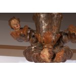 Candlestick on polychrome wooden rod