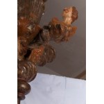 Candlestick on polychrome wooden rod