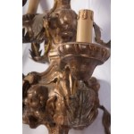 Electrified pendant chandelier in gilded wood