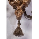Electrified pendant chandelier in gilded wood