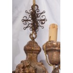 Electrified pendant chandelier in gilded wood